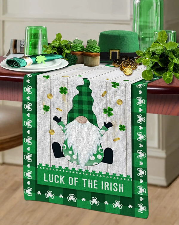 St. Patrick's Day Gnome & Clover Table Runner