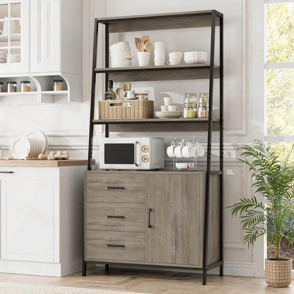 69" White Gold 4-Tier Bookshelf