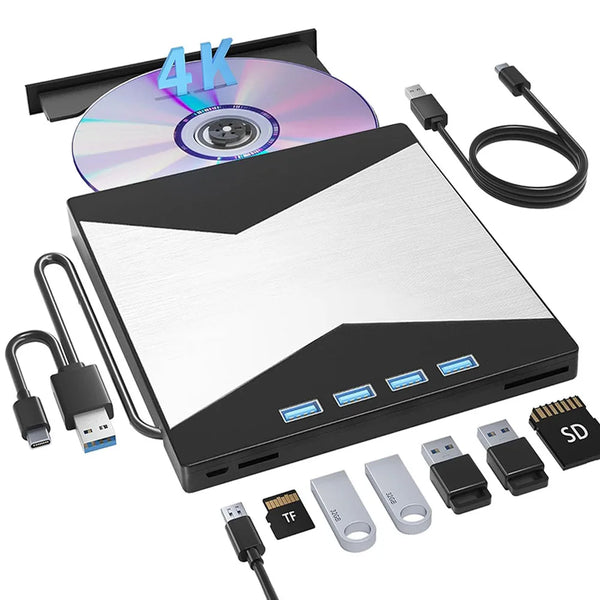 External 4K Blu-ray Drive USB 3.0 with SD/TF Ports