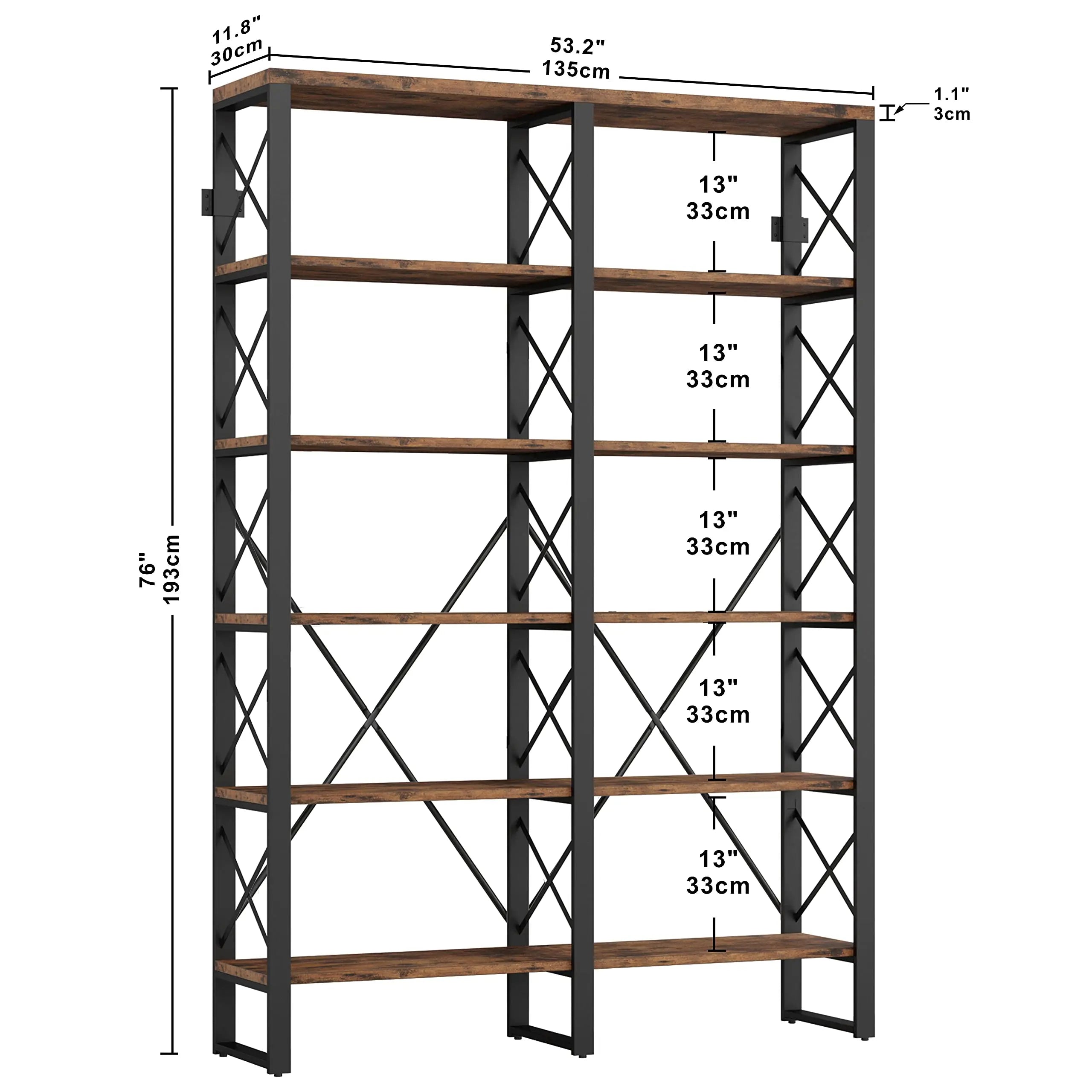 IRONCK Double Wide 6-Tier Bookshelf –