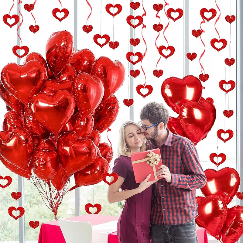 Red Heart Foil Balloons 18inch Party Decor