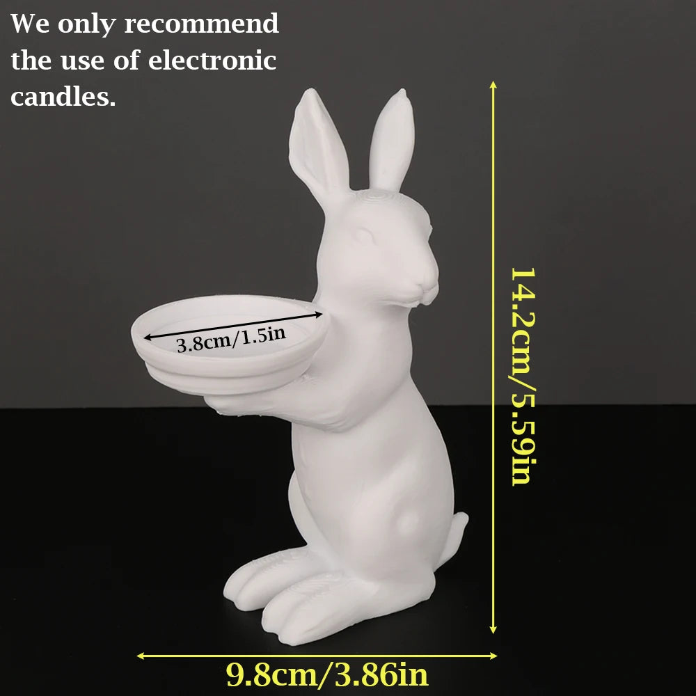 White Bunny Candle Holder