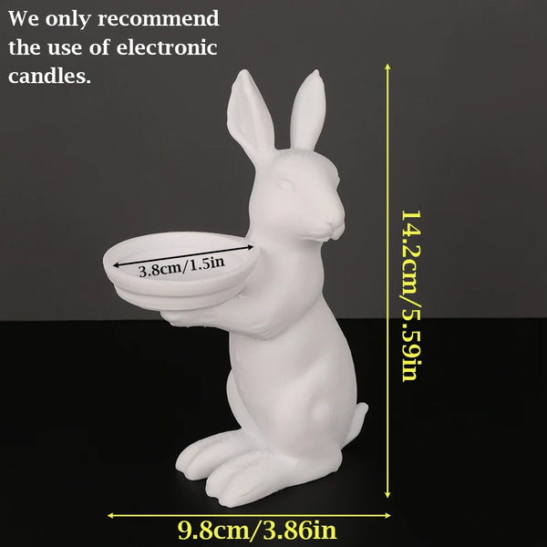 White Bunny Candle Holder