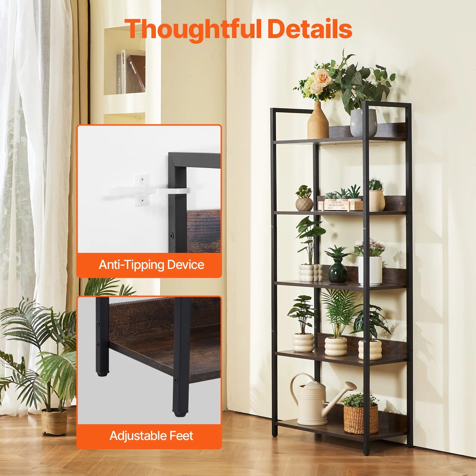 SucceBuy Industrial Metal Bookshelf