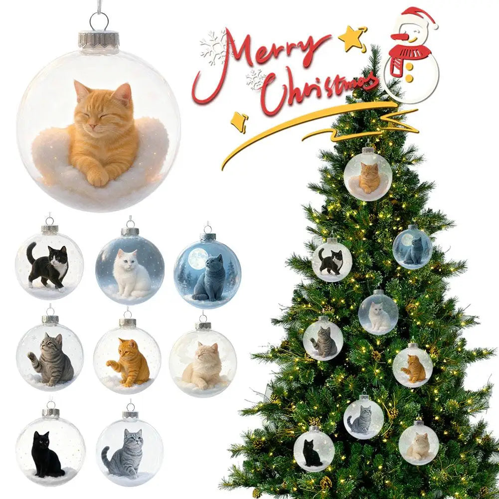 Cat Acrylic Christmas Ball Ornament
