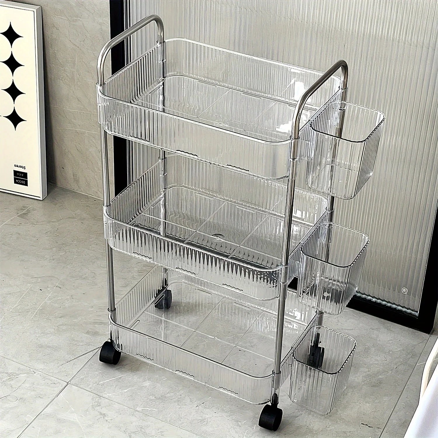 3-Tier Clear Storage Cart with Wheels