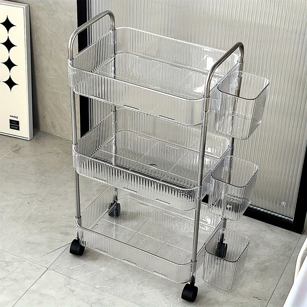 3-Tier Clear Storage Cart with Wheels