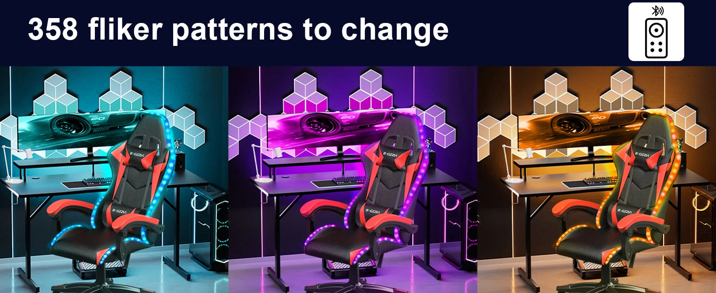 RGB Gaming Chair – LED Lights Ergonomic Recliner