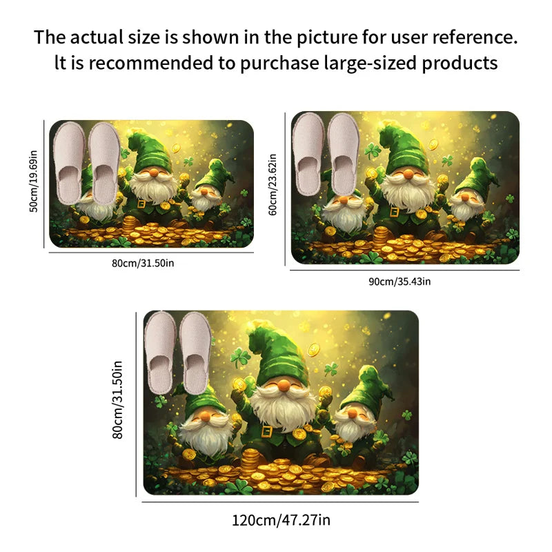 St. Patrick's Day Clover Gnome Doormat
