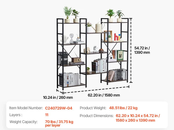SucceBuy Industrial Metal Bookshelf