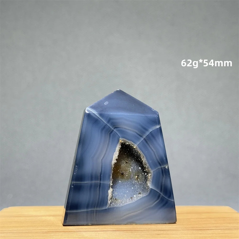 Black Agate Geode Obelisk Crystal