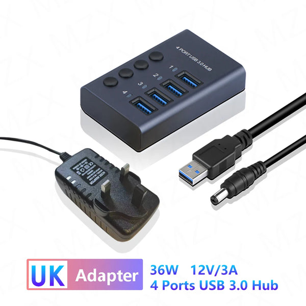 Aluminum USB 3.0 Hub 4/7/10 Port with Switch