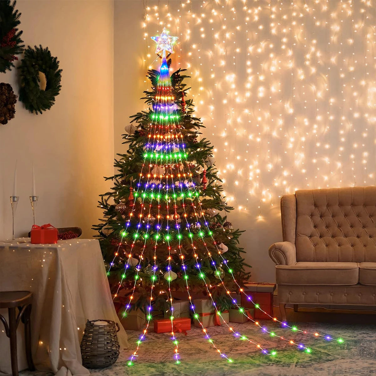 Solar Star Waterfall Fairy Lights