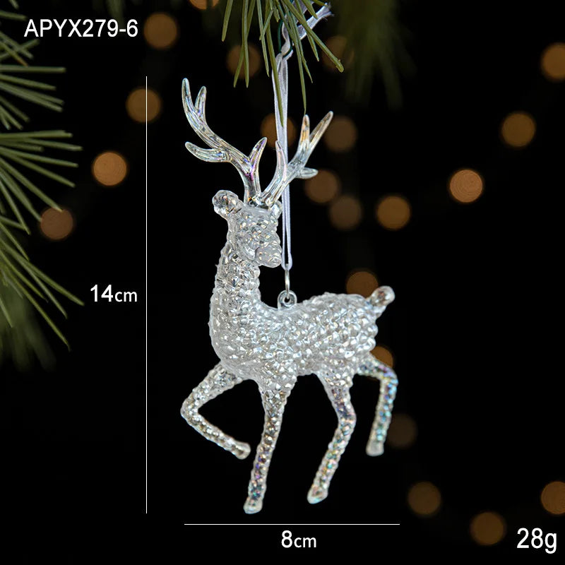 Acrylic Snowflake & Reindeer Christmas Pendant