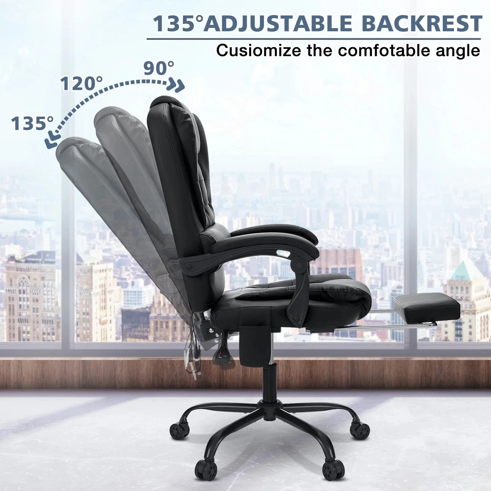 Executive Massage Office Chair – High Back with Footrest