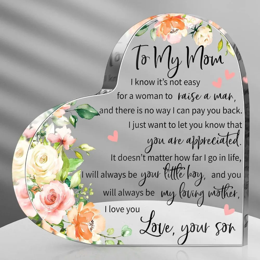 Mom Acrylic Heart Plaque