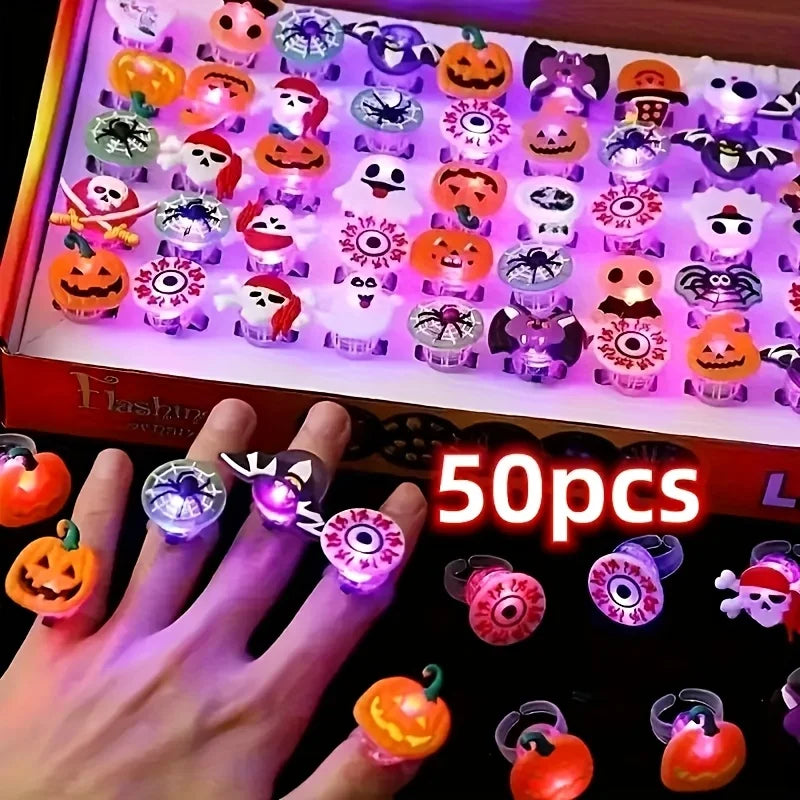 50pcs Glow-in-the-Dark Halloween Rings