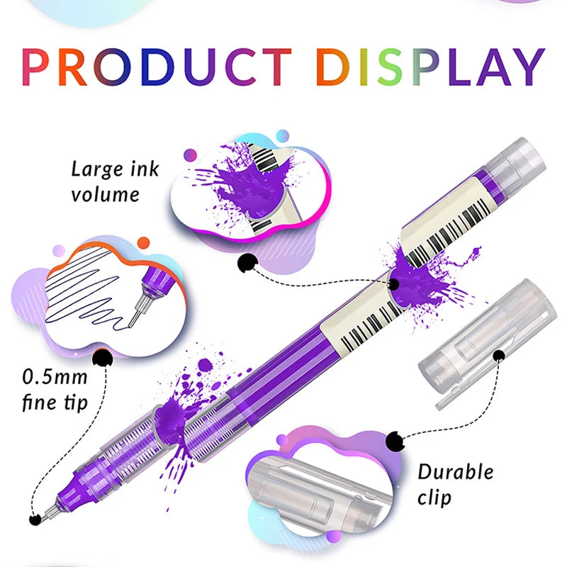 10-Color Gel Pen Set – Quick-Drying 0.5mm Rollerball Pens