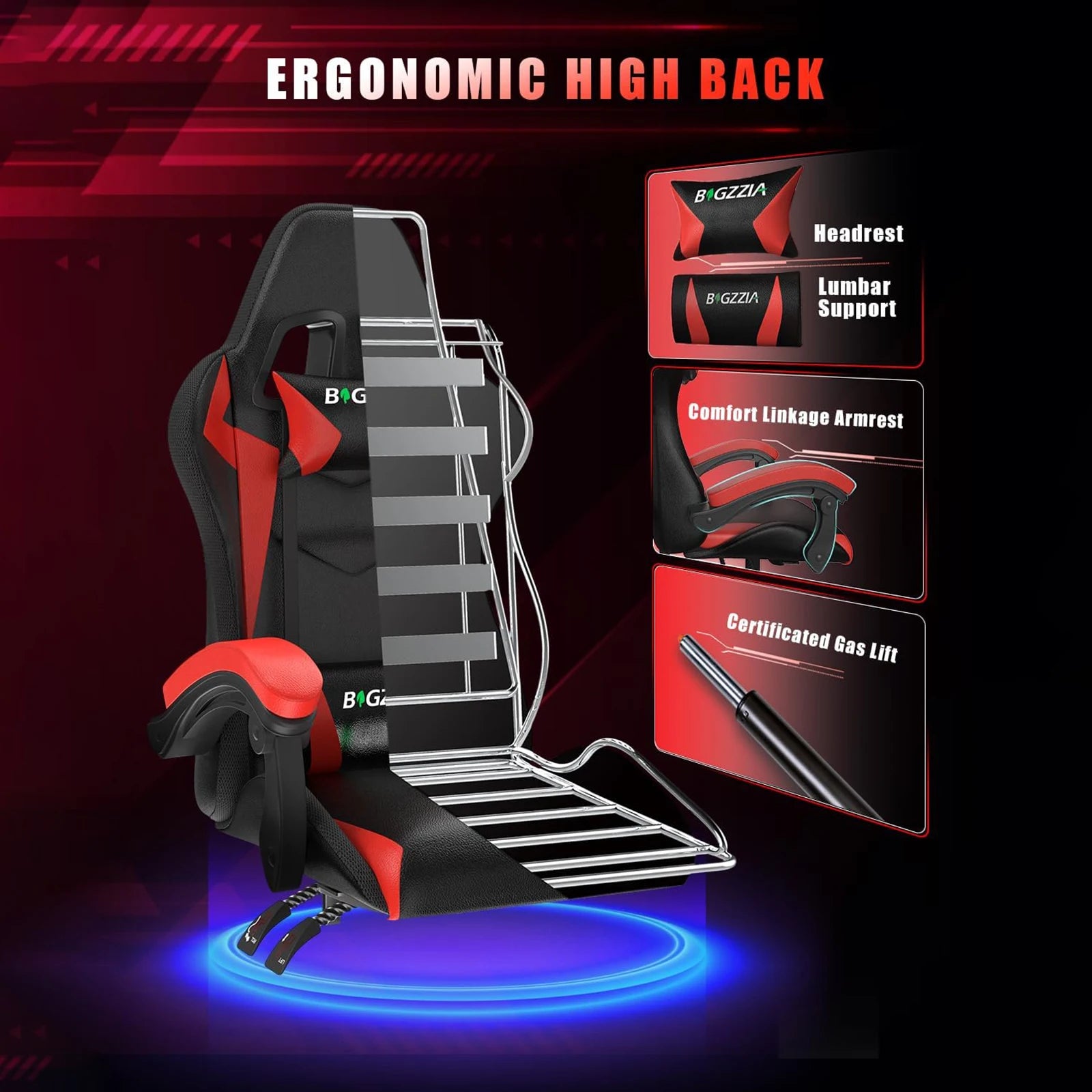 RGB Gaming Chair – LED Lights Ergonomic Recliner