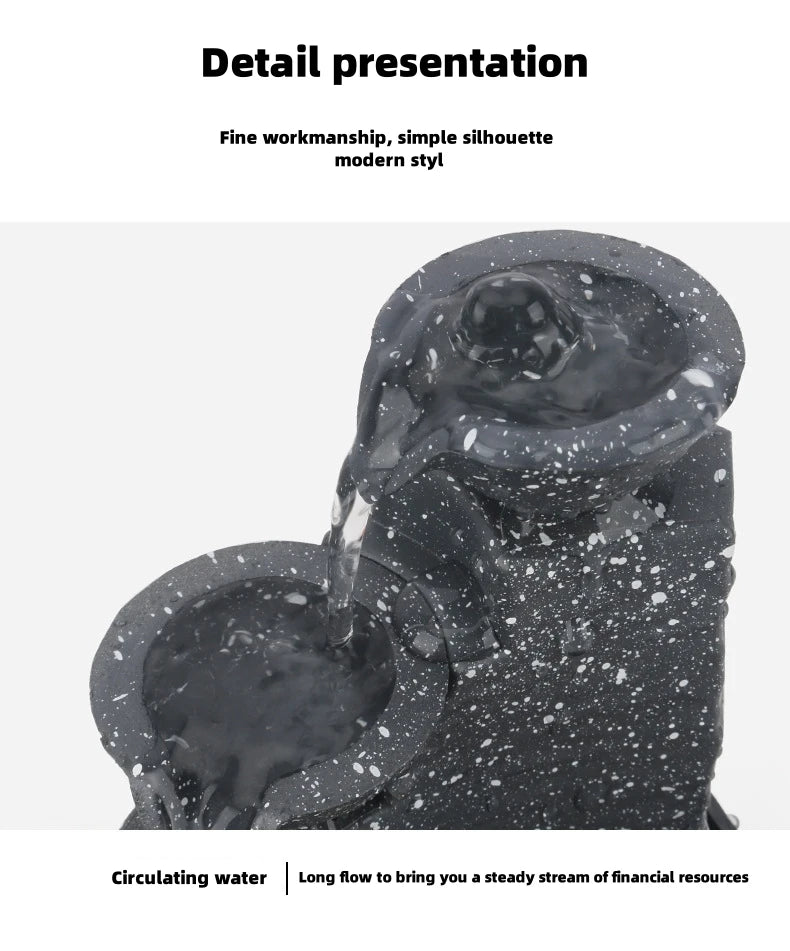 Desktop Waterfall Fountain – Flowing Water Ornament for Home & Office