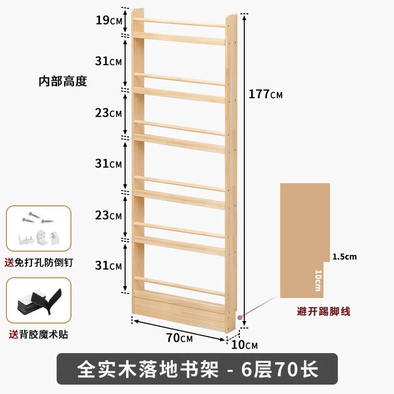 Solid Wood Narrow Bookshelf