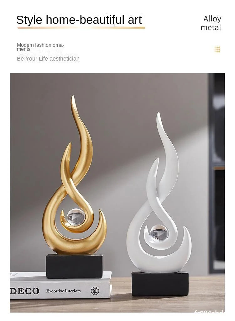 Abstract Orange Gold Ceramic Statue