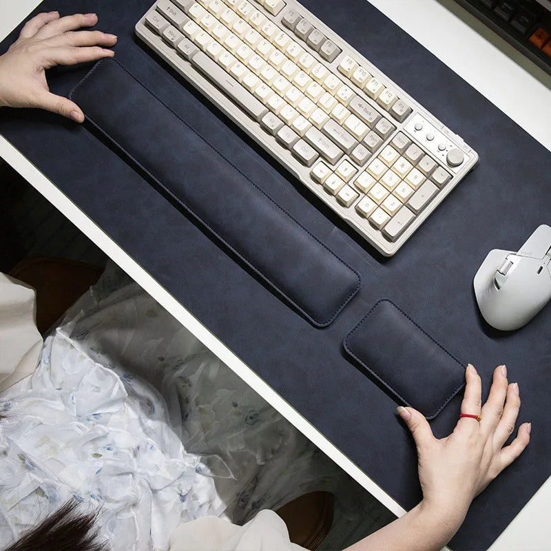 Large PU Leather Desk Pad Set with Mouse Wrist Guard