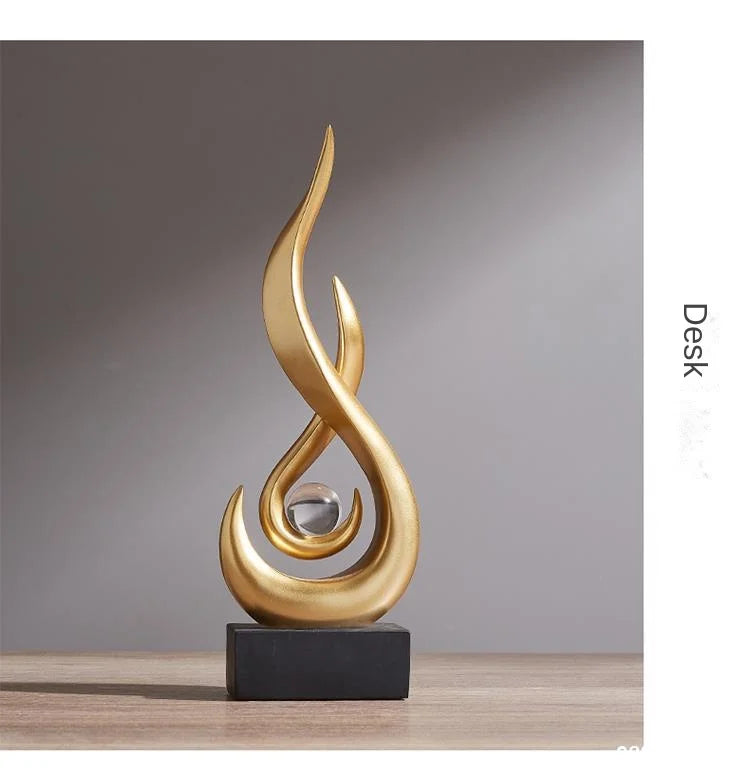 Abstract Orange Gold Ceramic Statue