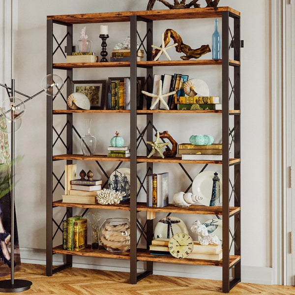 IRONCK Double Wide 6-Tier Bookshelf –