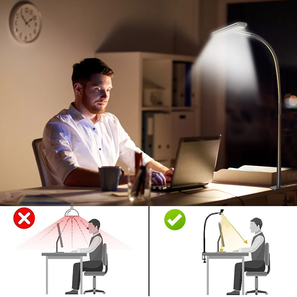 24W Ultra Bright LED Desk Lamp with Clamp
