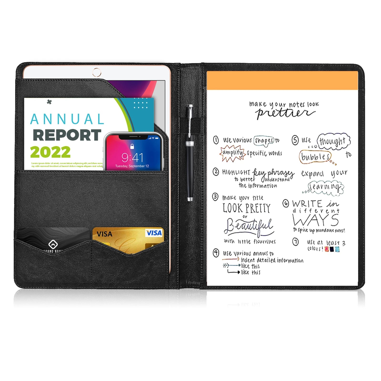 A4 PU Leather Conference Folder – Business Document Organizer