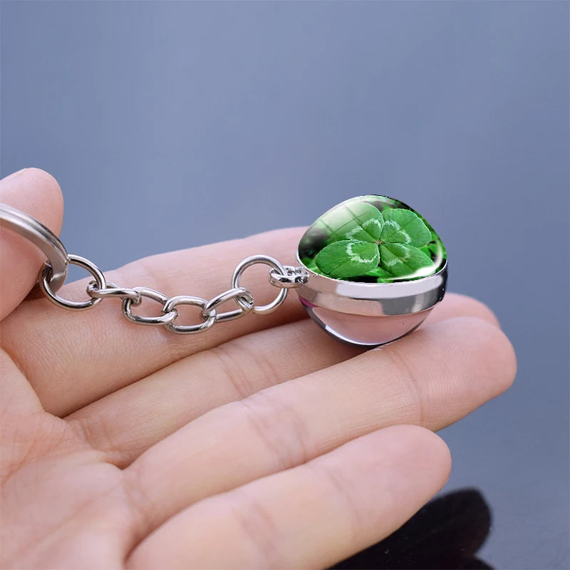 Glow-in-the-Dark Four-Leaf Clover Keychain