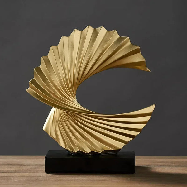 Modern Abstract Gold Resin Sculpture