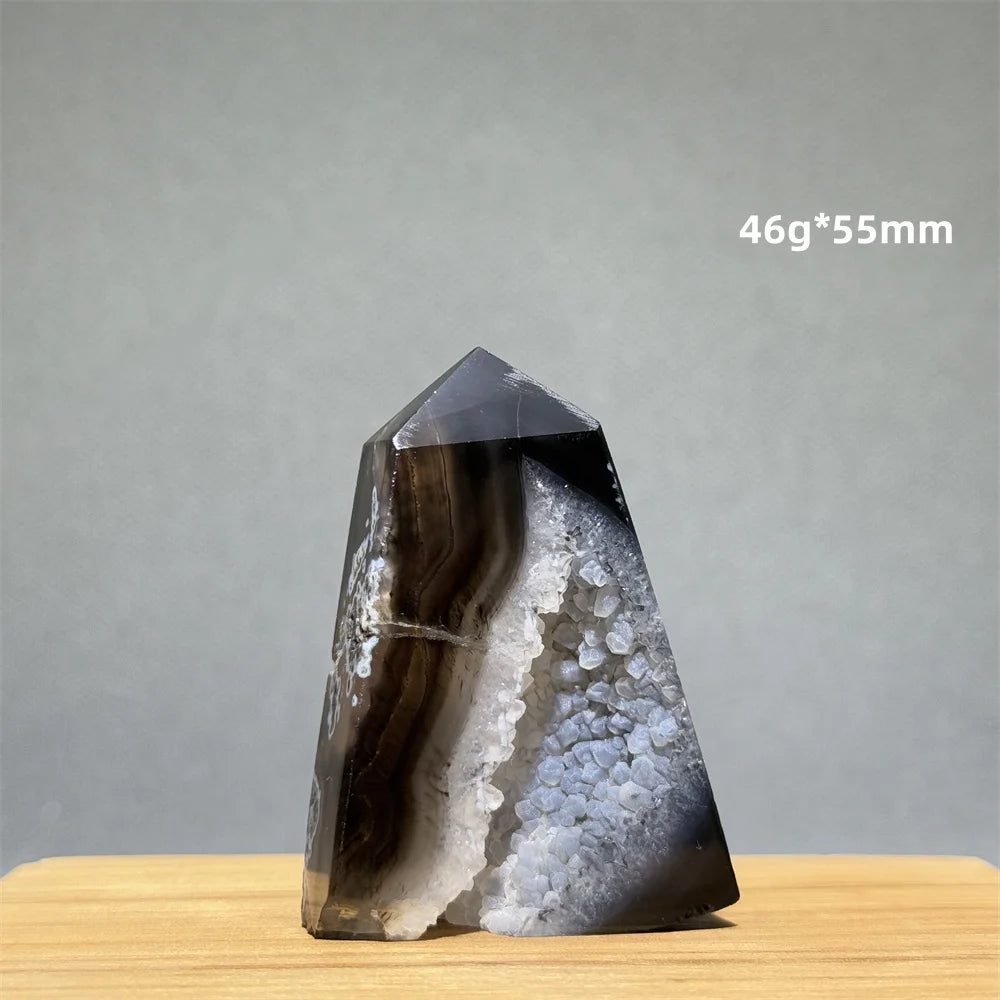 Black Agate Geode Obelisk Crystal