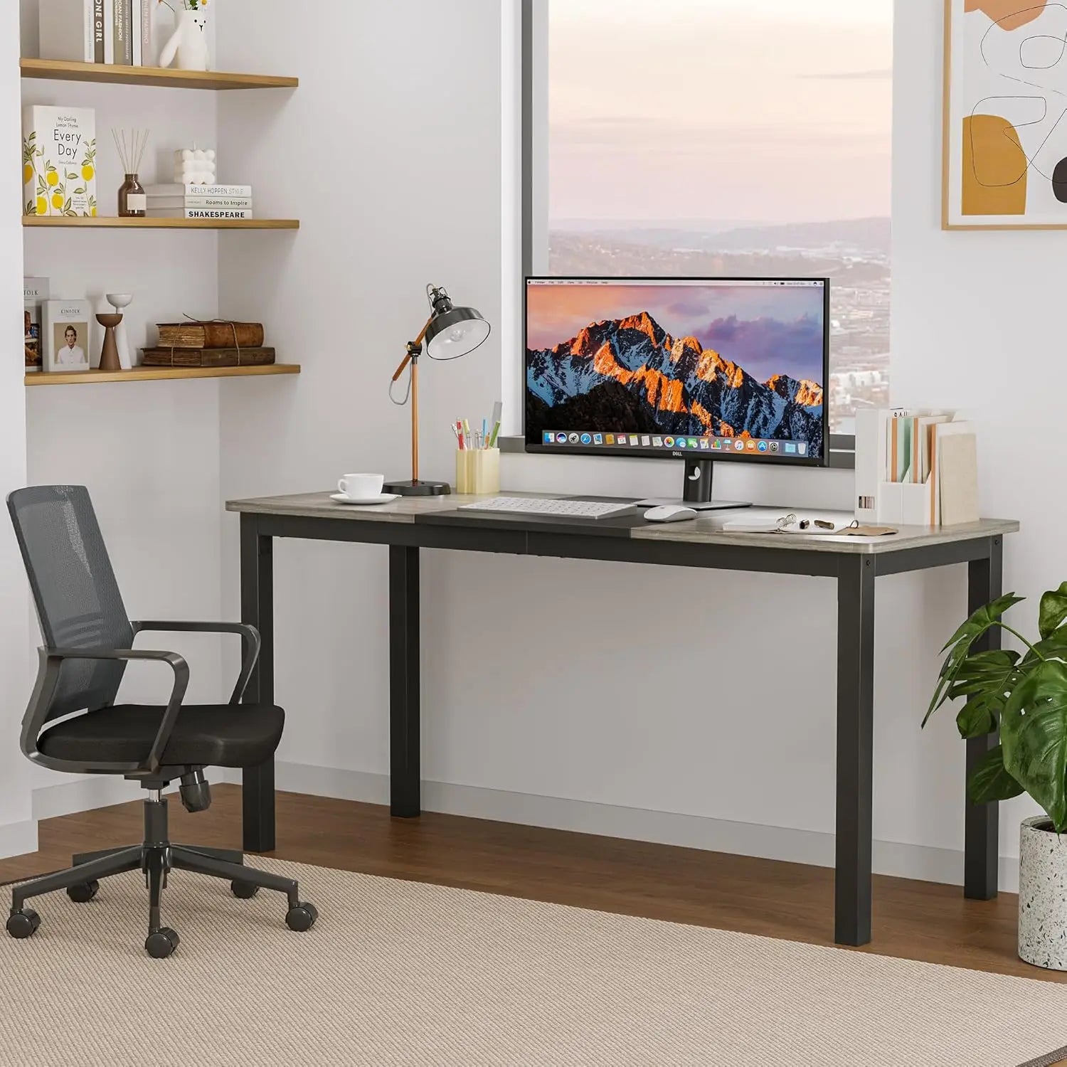 Black Metal Frame Computer & Writing Desk