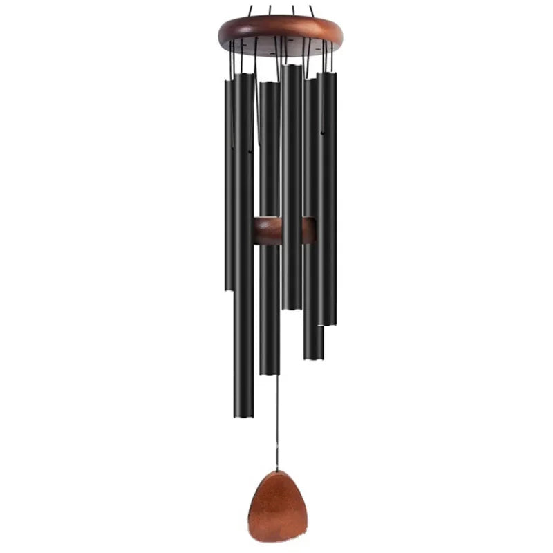 1pc 6 Tubes Aluminum Alloy Wind Chimes with Hook Black Bells for Outside Home Wedding Party Memorial Decoration Ornaments Gifts