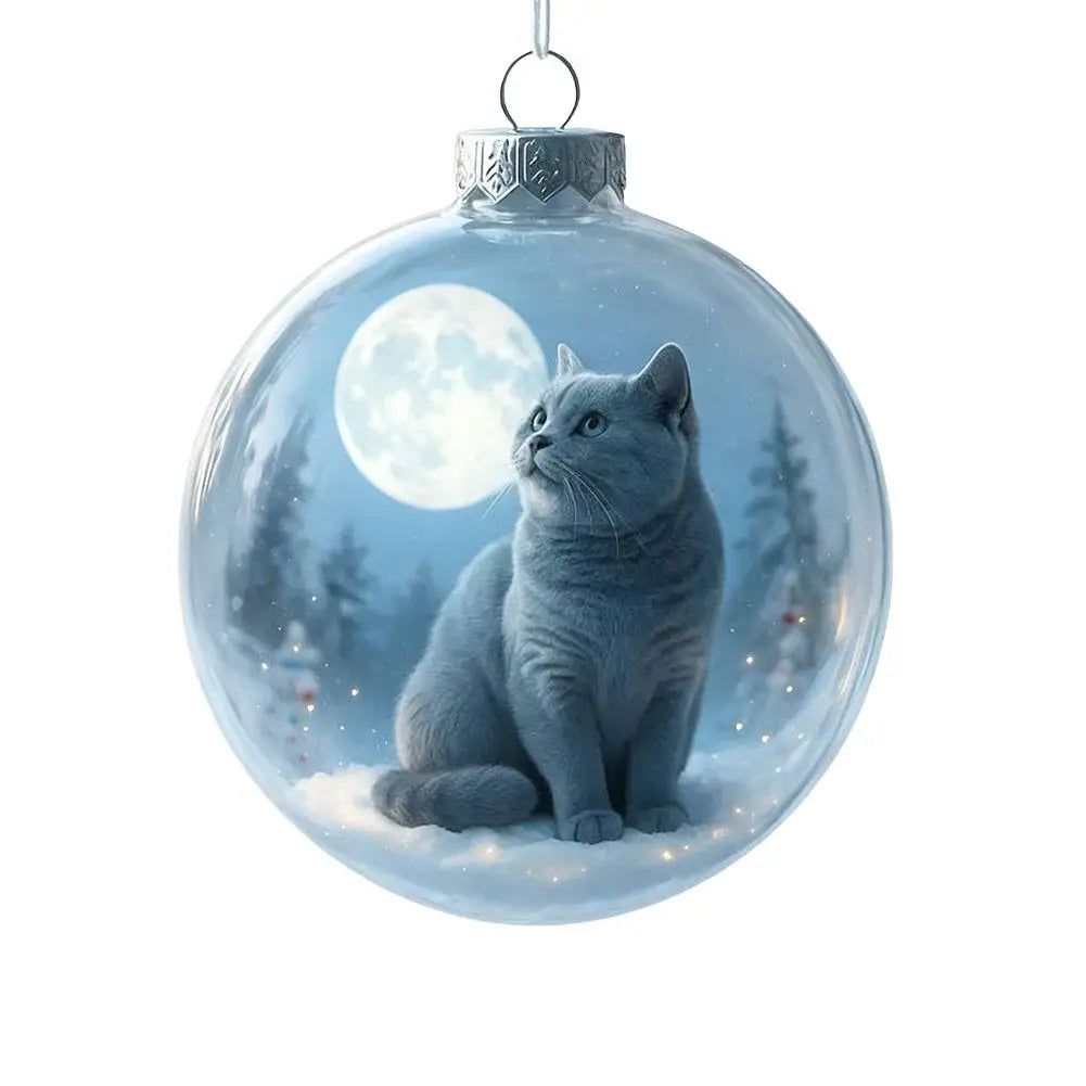 Cat Acrylic Christmas Ball Ornament