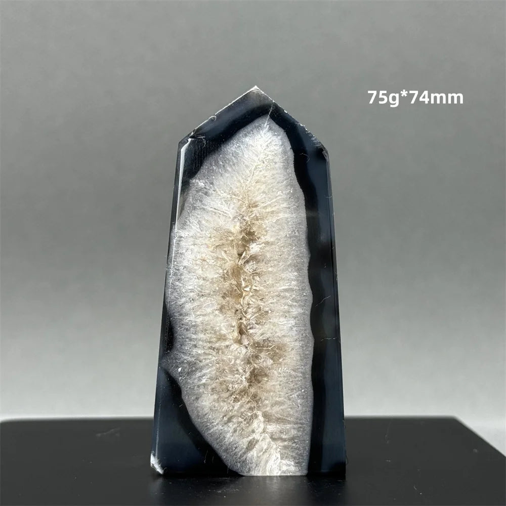 Black Agate Geode Obelisk Crystal