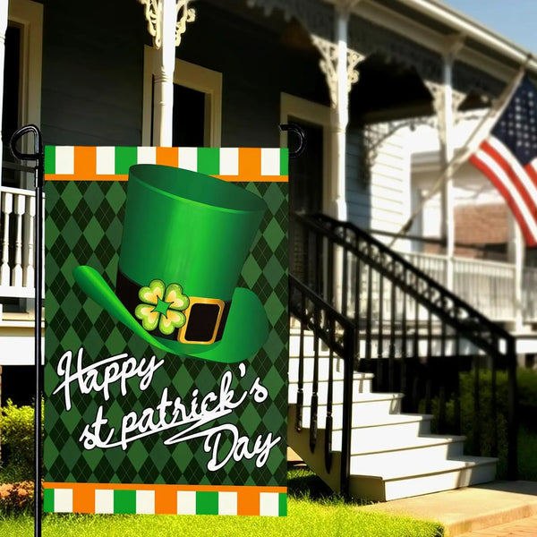 St. Patrick's Day Shamrock Garden Flag