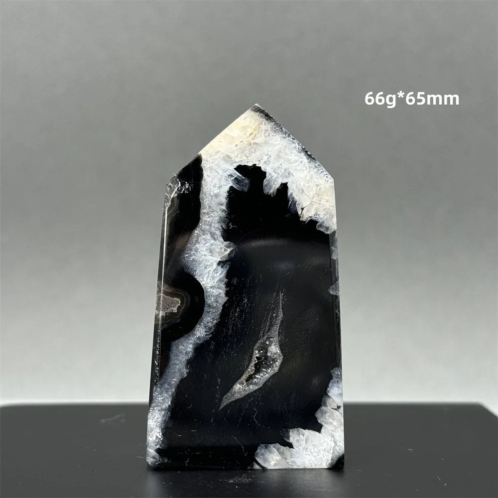 Black Agate Geode Obelisk Crystal