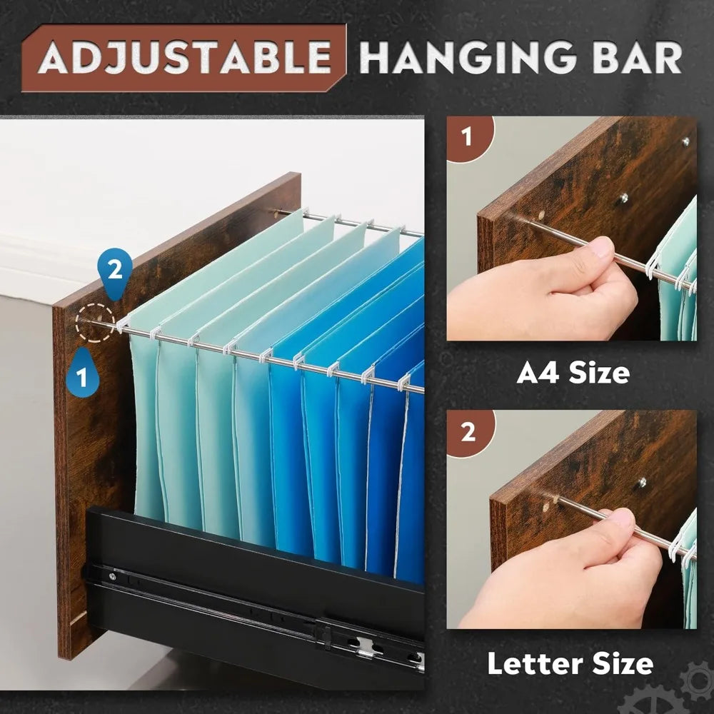 3-Drawer Wood File Cabinet