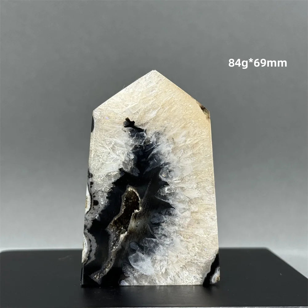 Black Agate Geode Obelisk Crystal
