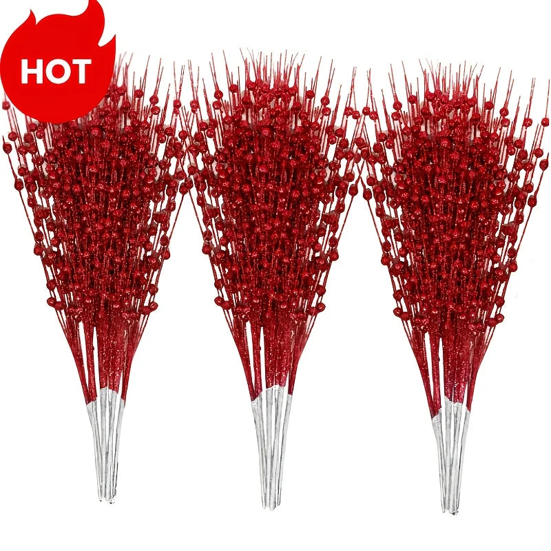 Gold Sequin Berry Christmas Decorations