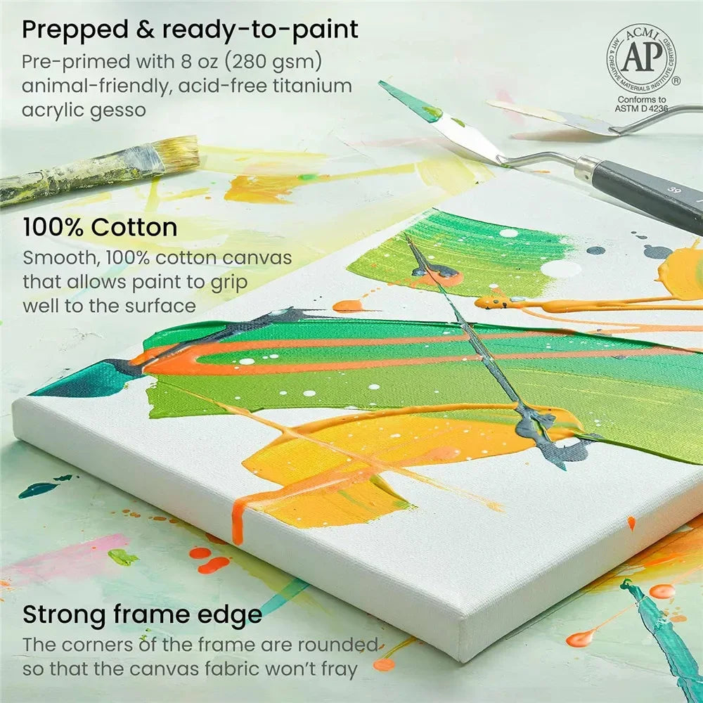 Pack of 4 White Blank Canvas Boards: