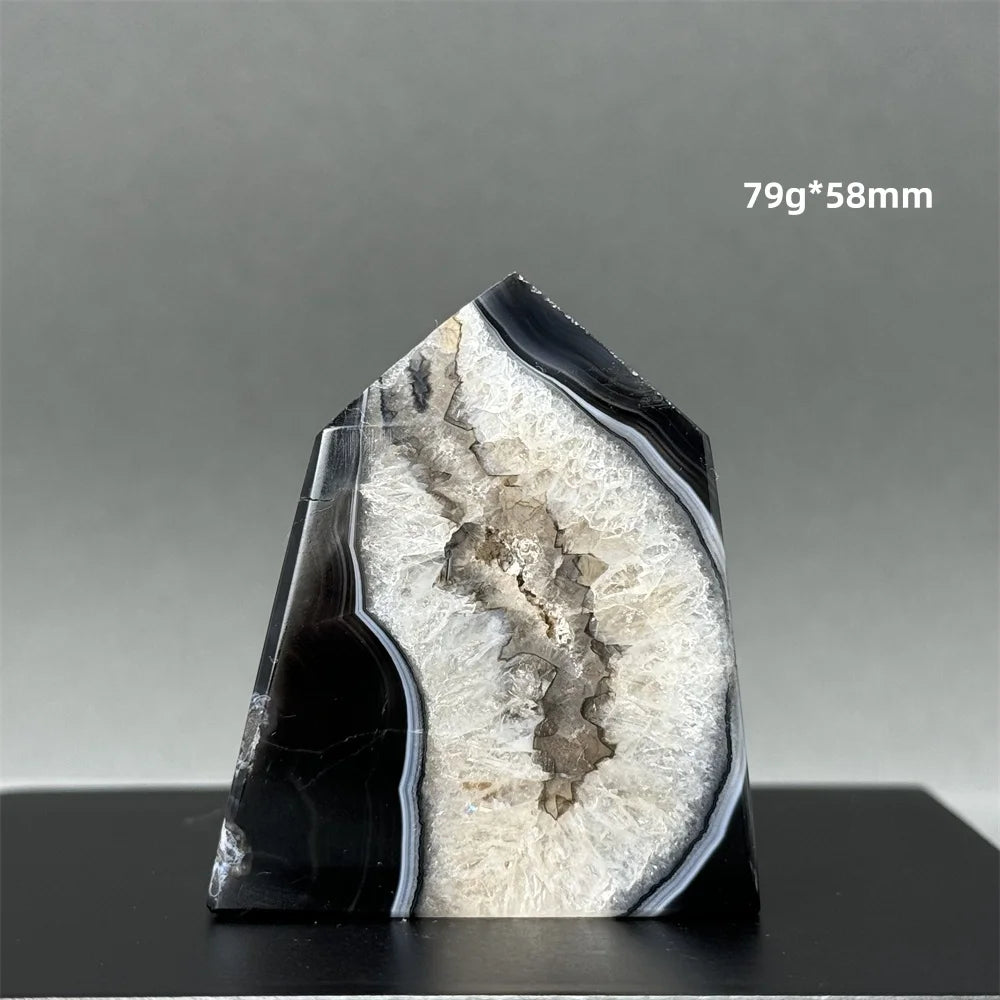 Black Agate Geode Obelisk Crystal