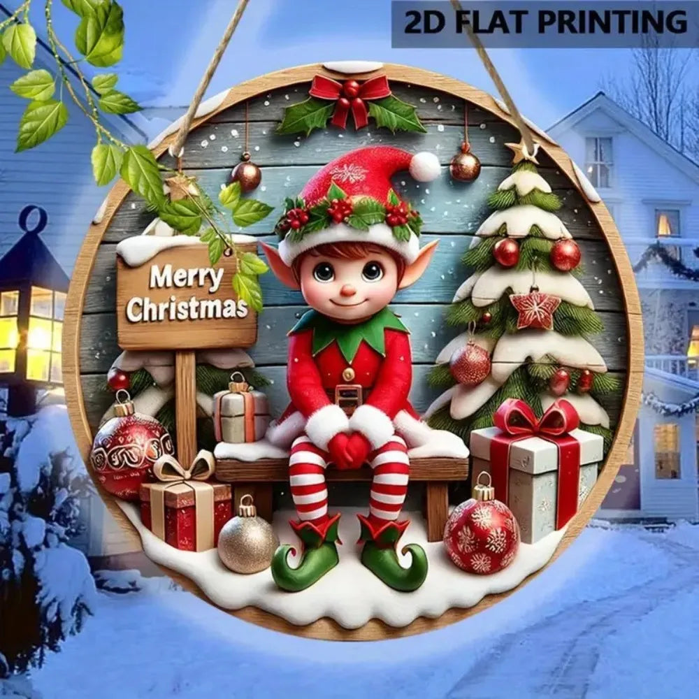 Charming Christmas Elf Wooden Sign