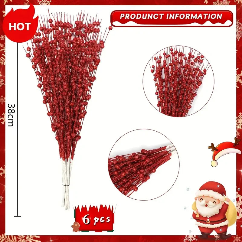 Gold Sequin Berry Christmas Decorations