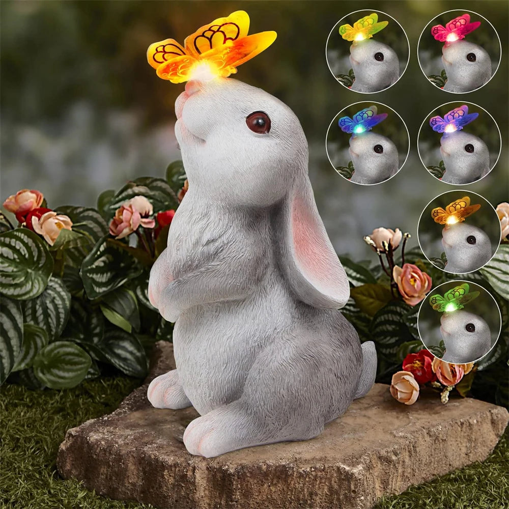 Solar Bunny Garden Statue with LED