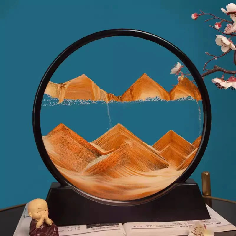 3D Moving Sand Art – Round Glass Deep Sea Sandscape Decor