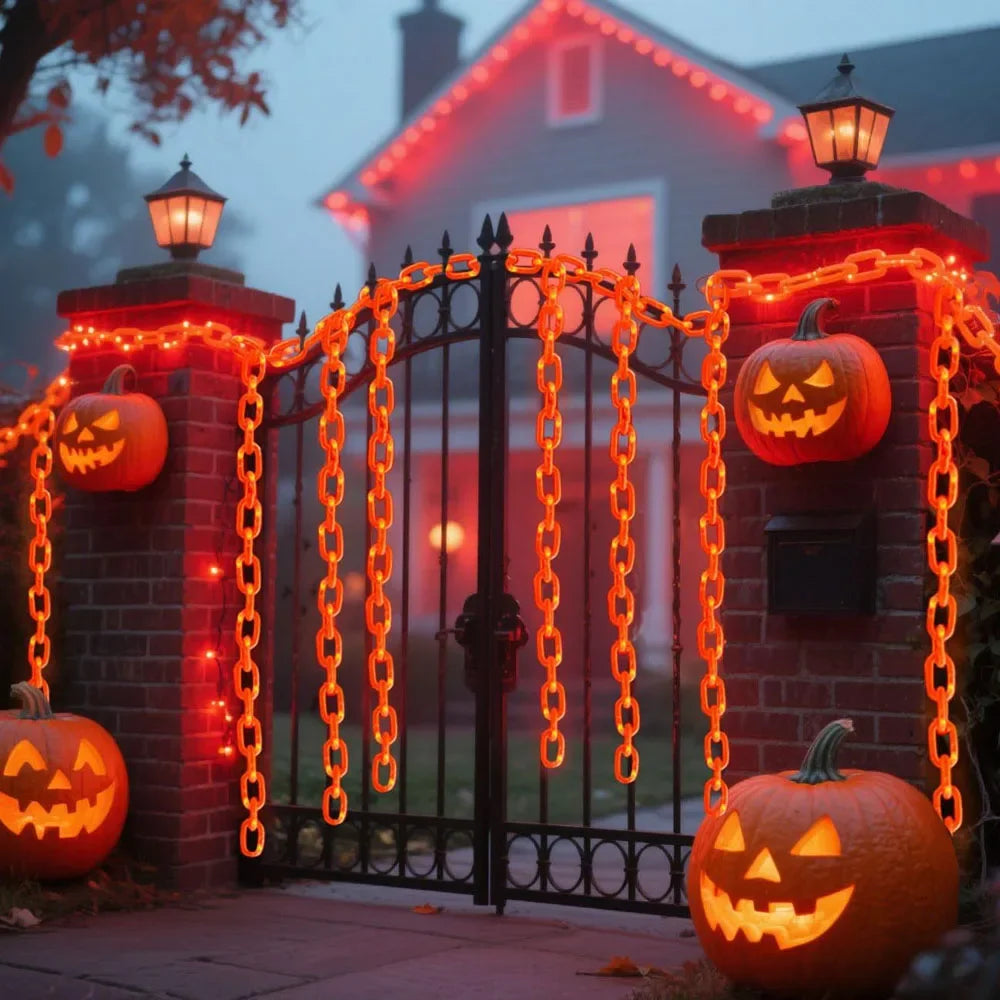 Halloween Plastic Chain Lights Props Chains with 8 Lighting Modes String Lights for Skeleton Dog Spooky Outdoor Decorations